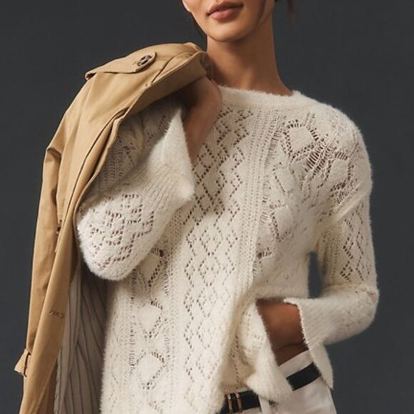 Pilcro Distressed Stitch Longline Side Slit Sweater - Picture 1 of 13